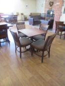 4 x Matching Dark Oak Effect Wooden Framed Fabric Chairs with Dark Oak Square Top Dining Table