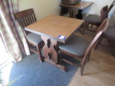 2 x Dark Oak Effect Wooden Framed Fabric Chairs with Dark Oak Effect Square Top Dining Table