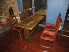 Dark oak effect rectangular top dining table with 4 x matching wooden frame chairs 1220 x 600 x 750m