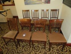 6 x various wooden frame chairs. This lot is Buyer to Remove.