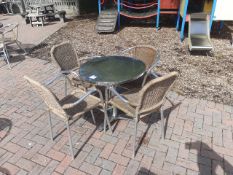 Metal Frame Circular Top Garden Table with 4 x Metal Framed Garden Chairs