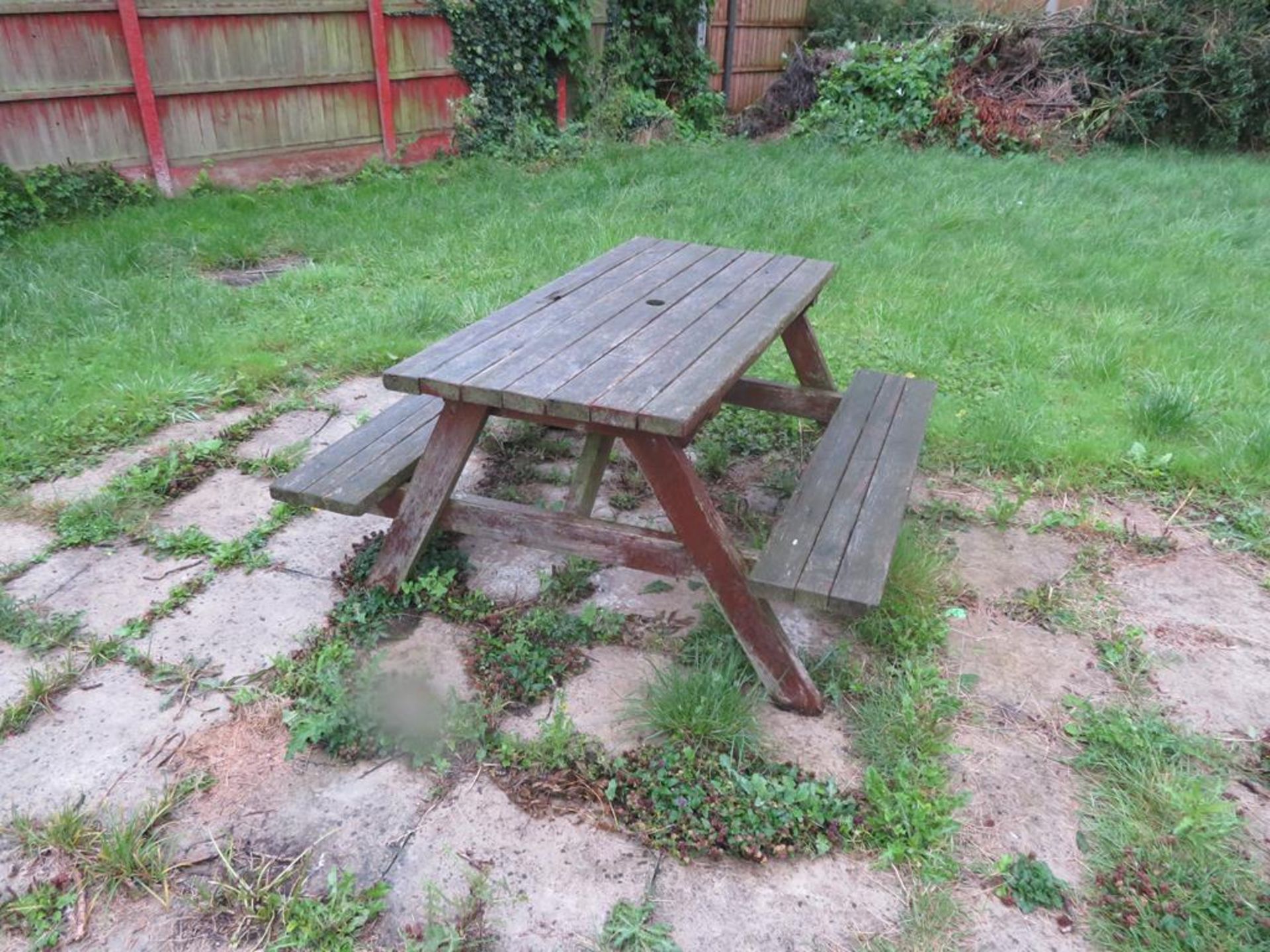 2 x wooden garden bench tables - Image 2 of 2