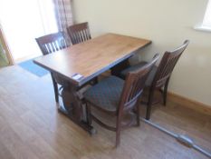 4 x Dark Oak Effect Wooden Framed Fabric Chairs with Dark Oak Effect Rectangular Top Dining Table