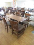 4 x Matching Wooden Framed Fabric Chairs and Dark Oak Effect Wooden Top Dining Table