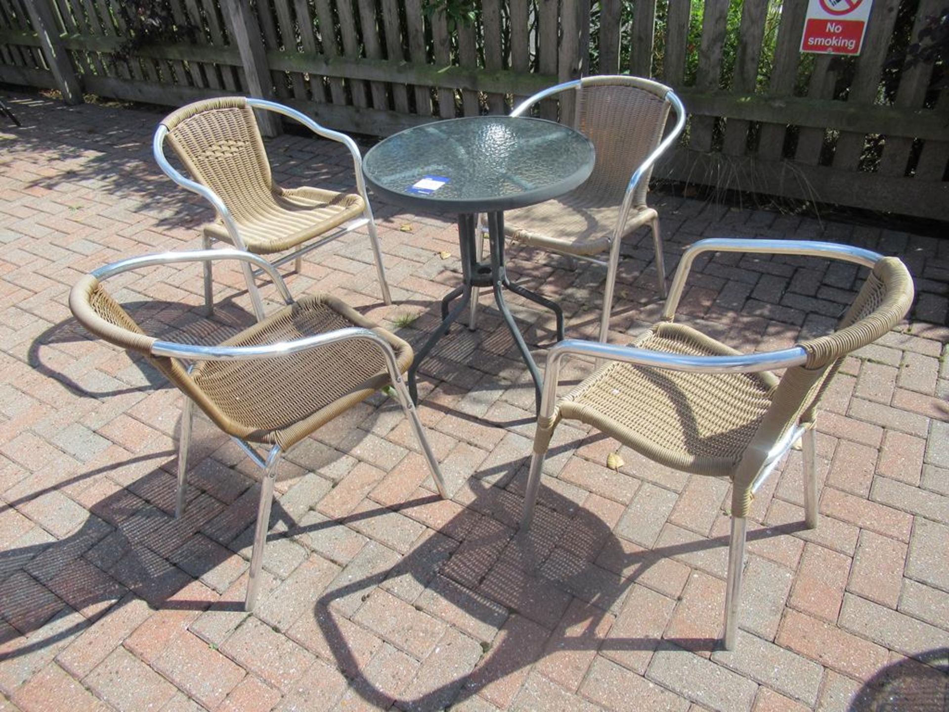 Metal Framed Circular Glass Top Garden Table with 4 x Metal Framed Garden Chairs - Image 3 of 3