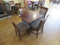 4 x Matching Dark Oak Effect Wooden Framed Fabric Chairs with Dark Oak Square Top Dining Table
