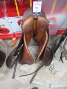 Unbadged leather horse saddle