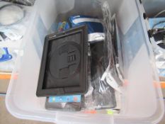 Box of miscellaneous items including cases, statio
