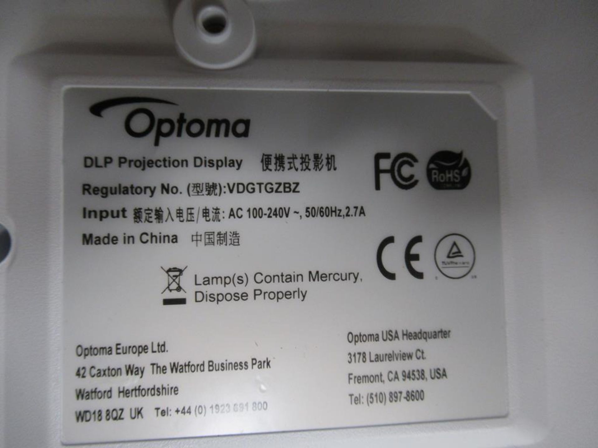 Optoma GT1080c DLP projection display (used) - Image 3 of 3