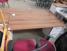 Wood effect desk with two chairs