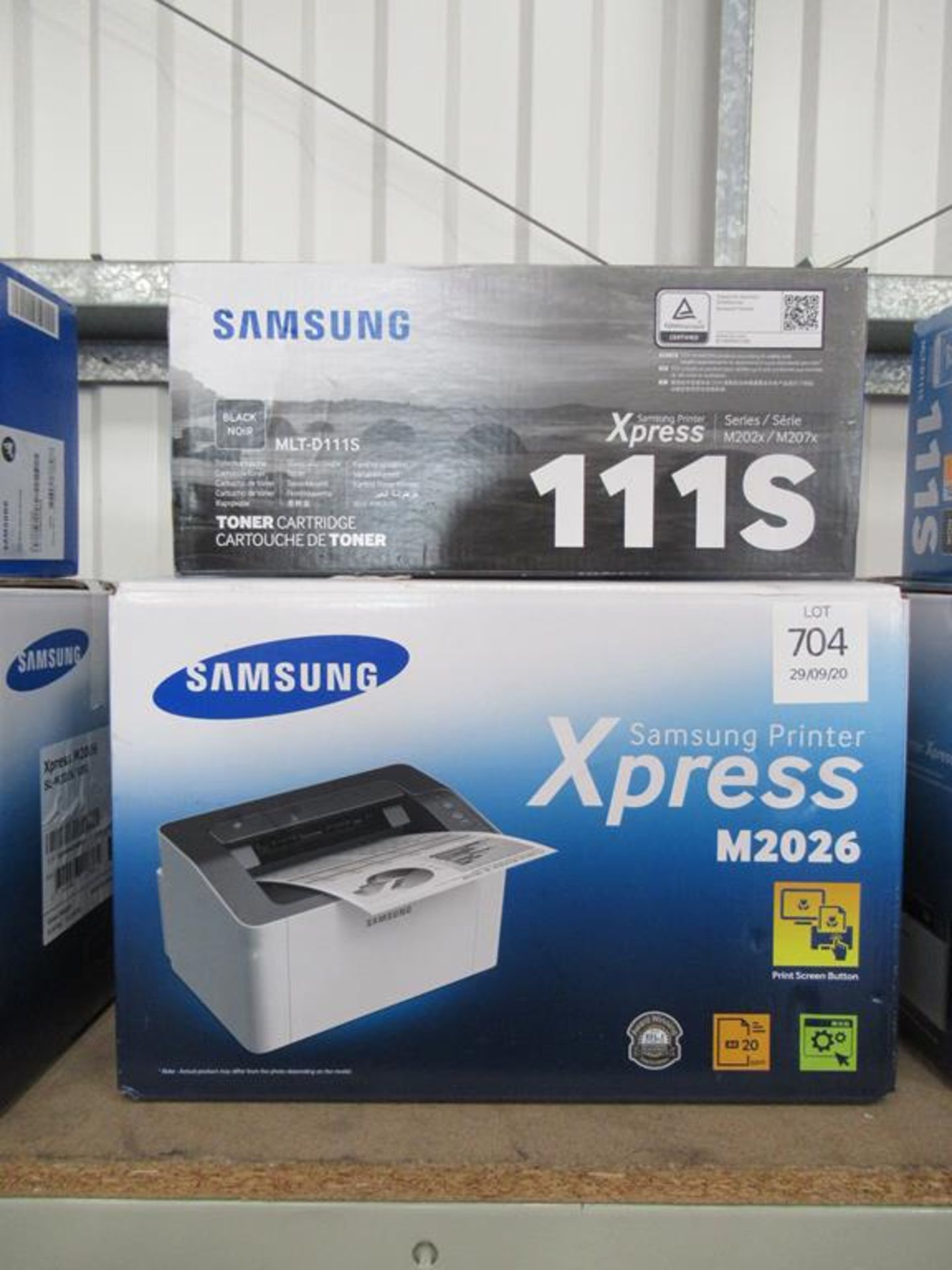 Samsung Xpress M2026W printer with toner cartridge