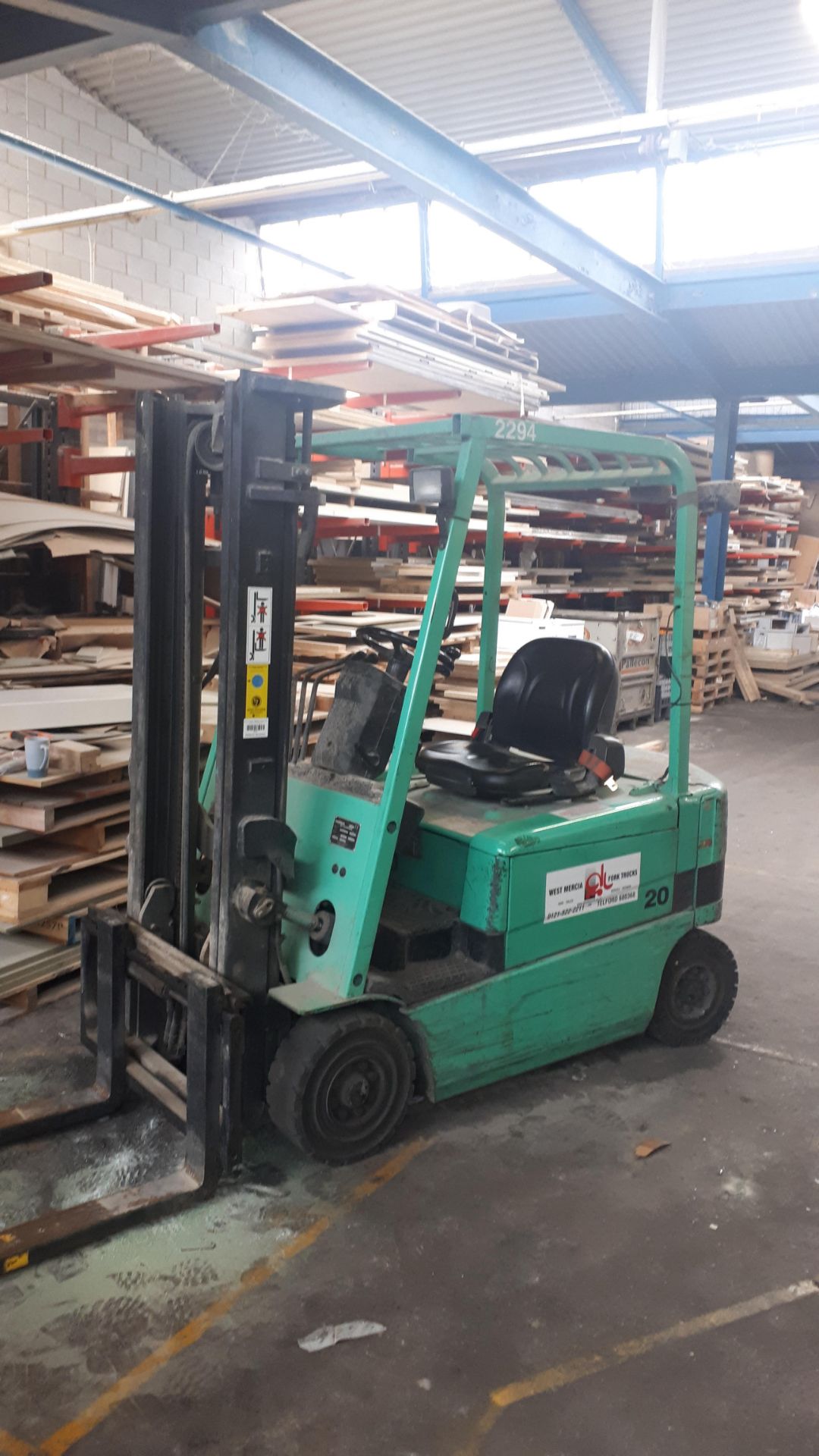 Mitsubishi 2ton Electric Forklift Truck Model FB20KC serial number EFB7A-00295 with Charger (2004)