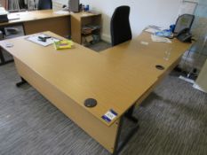 Light Oak Effect 2 Part Desk Unit with Upholstered