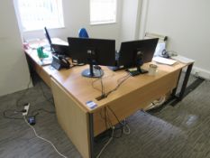 2 Part Workstation with Chairs and Under Desk Pede