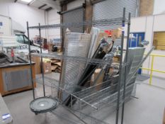 4 tier Grey Wire Rack, on casters, 1800mm x 300mm