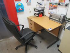 Oak Effect Rectangular Desk with 3 Fitted Drawers