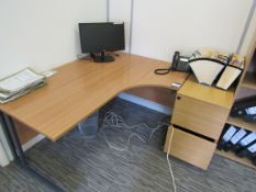 Single Desk, 3 Drawer Pedestal and Bookcase Unit