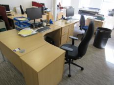 2 Person Desk Cluster with 4 Desk High Pedestals w