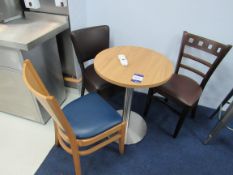 Small Round Table and 3 cushioned chairs