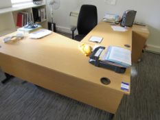 Light oak effect 2 Part Desk Unit with Upholstered
