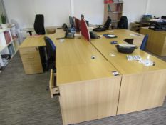 4 Position Desk Cluster with 8 Pedestals and 4 Cha