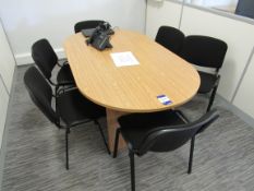 Light oak effect Double D-End Meeting Table with 6