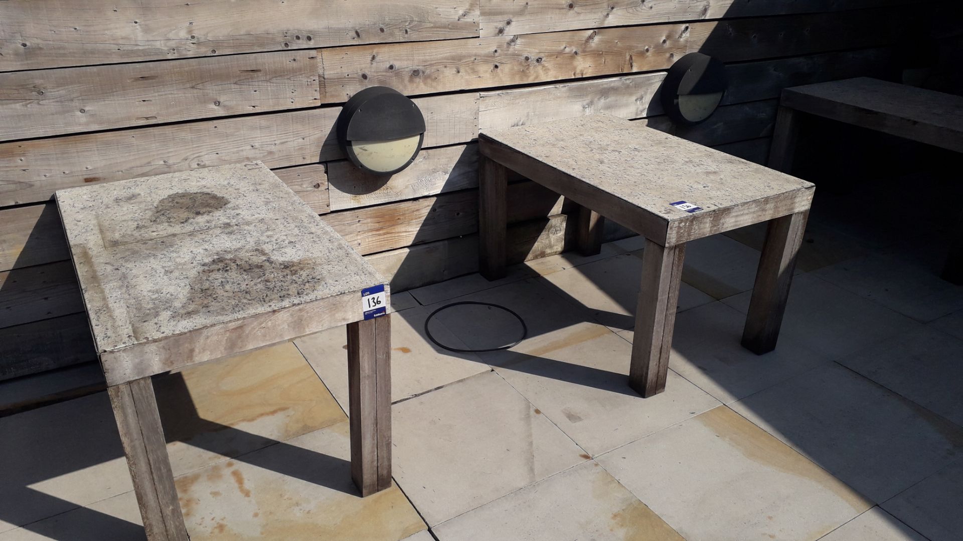 Two Oak Framed Granite Topped Tables, 1,200mm – Lo - Image 2 of 2
