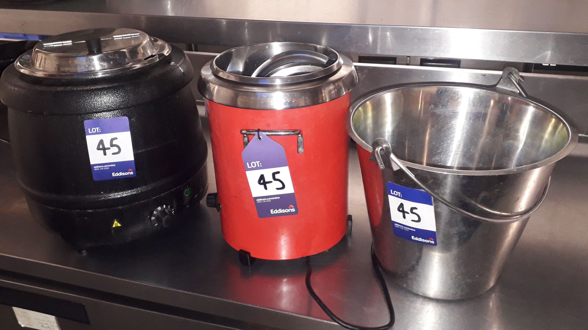 Two Soup Kettles & Stainless Steel Bucket – Located 85 Scoresby Street, London, SE1 0XN