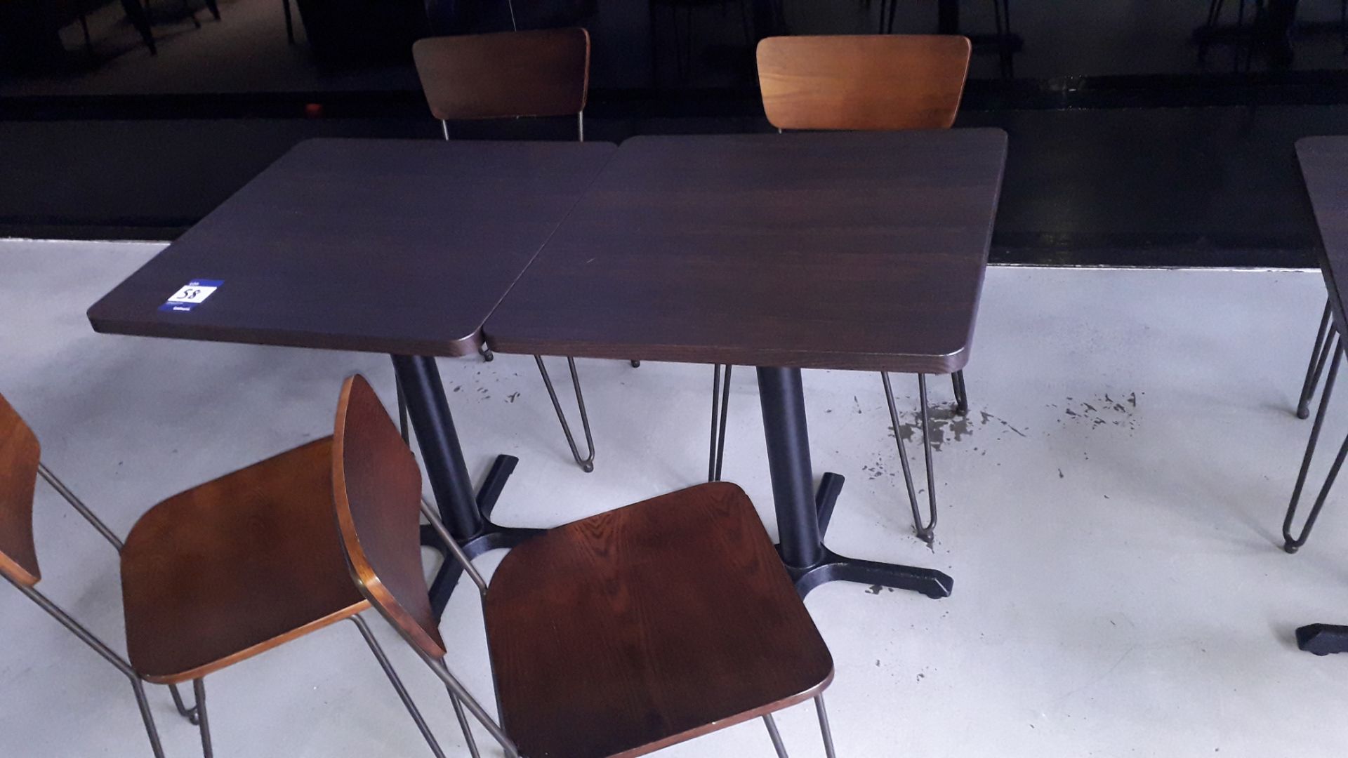 Two Oak Effect Pedestal Tables 700mm with 4 Steel Framed Chairs – Located 85 Scoresby Street, - Image 2 of 2