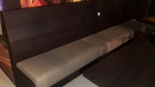 Nine Sections of Oak Effect Bench Seating, Leather Upholstered Seats – Located 85 Scoresby Street,