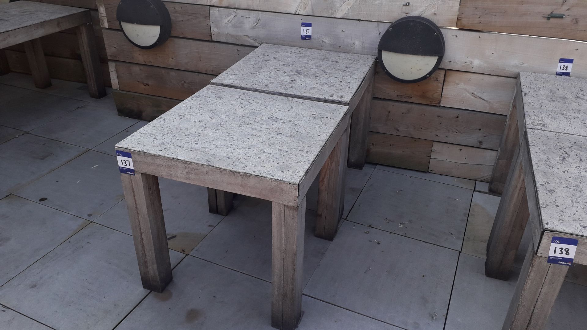 Two Oak Framed Granite Topped Tables, 700mm – Loca
