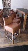 Six Oak Framed Tan Leather Upholstered Stools – Located Vivo, 57-58 Upper Street, London, N1 0NY