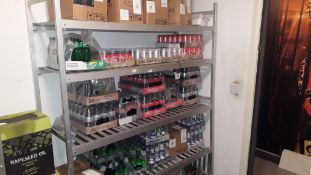 Craven Five Tier Aluminium Mobile Shelving Unit with Contents of Luscombe Soft Drinks, Coca-Cola,