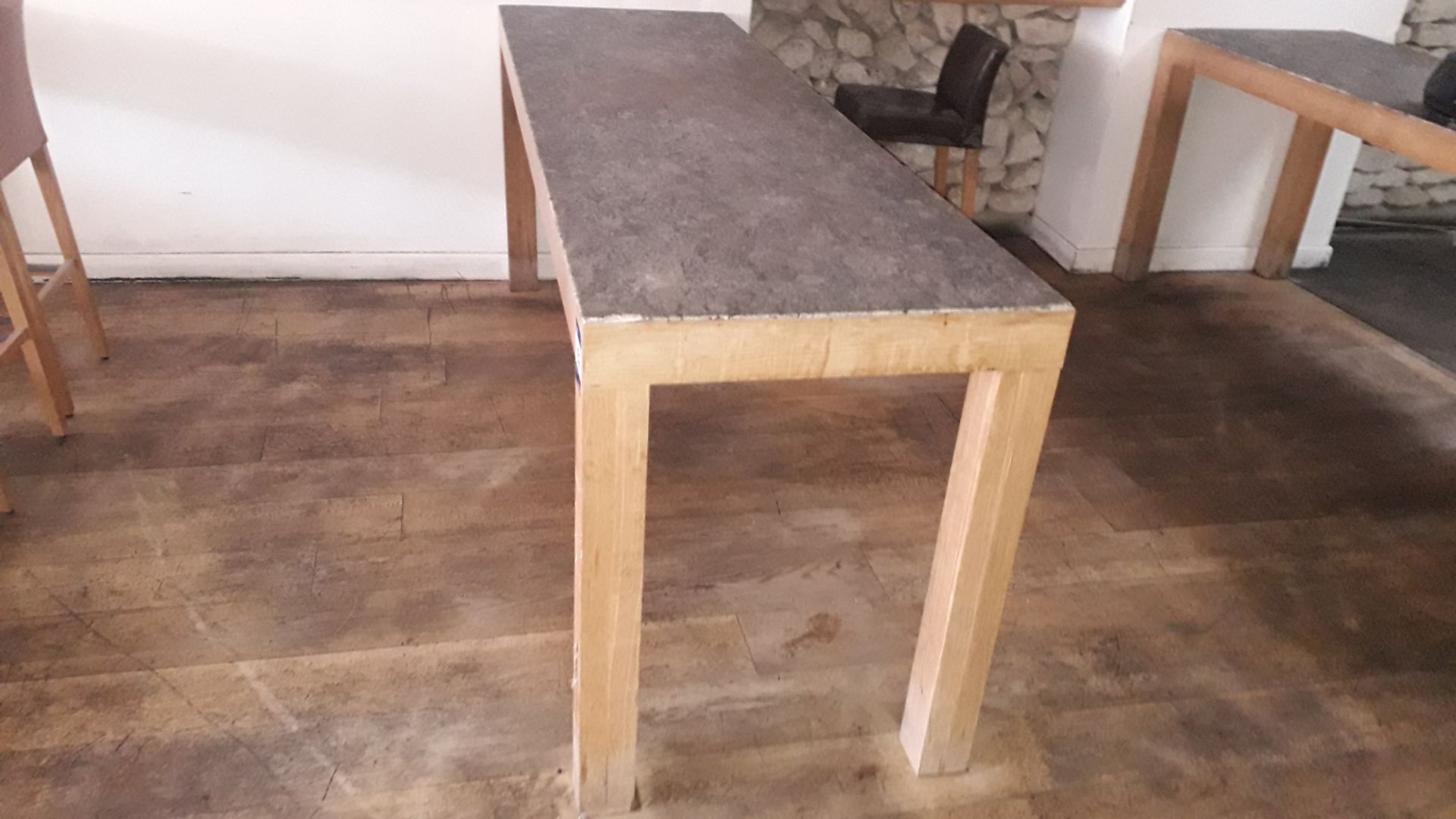 Oak Framed Granite Topped Bar Table, 2,400x700mm – - Image 2 of 3