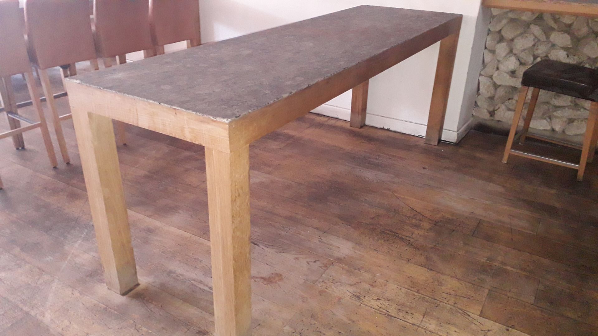 Oak Framed Granite Topped Bar Table, 2,400x700mm – - Image 3 of 3