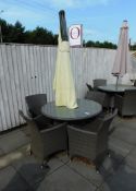 Round Garden Table and 4 x Chair Set with Umbrella