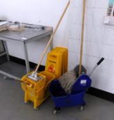2 x Wet Floor Mop and Buckets with 7 x Wet Floor Signs