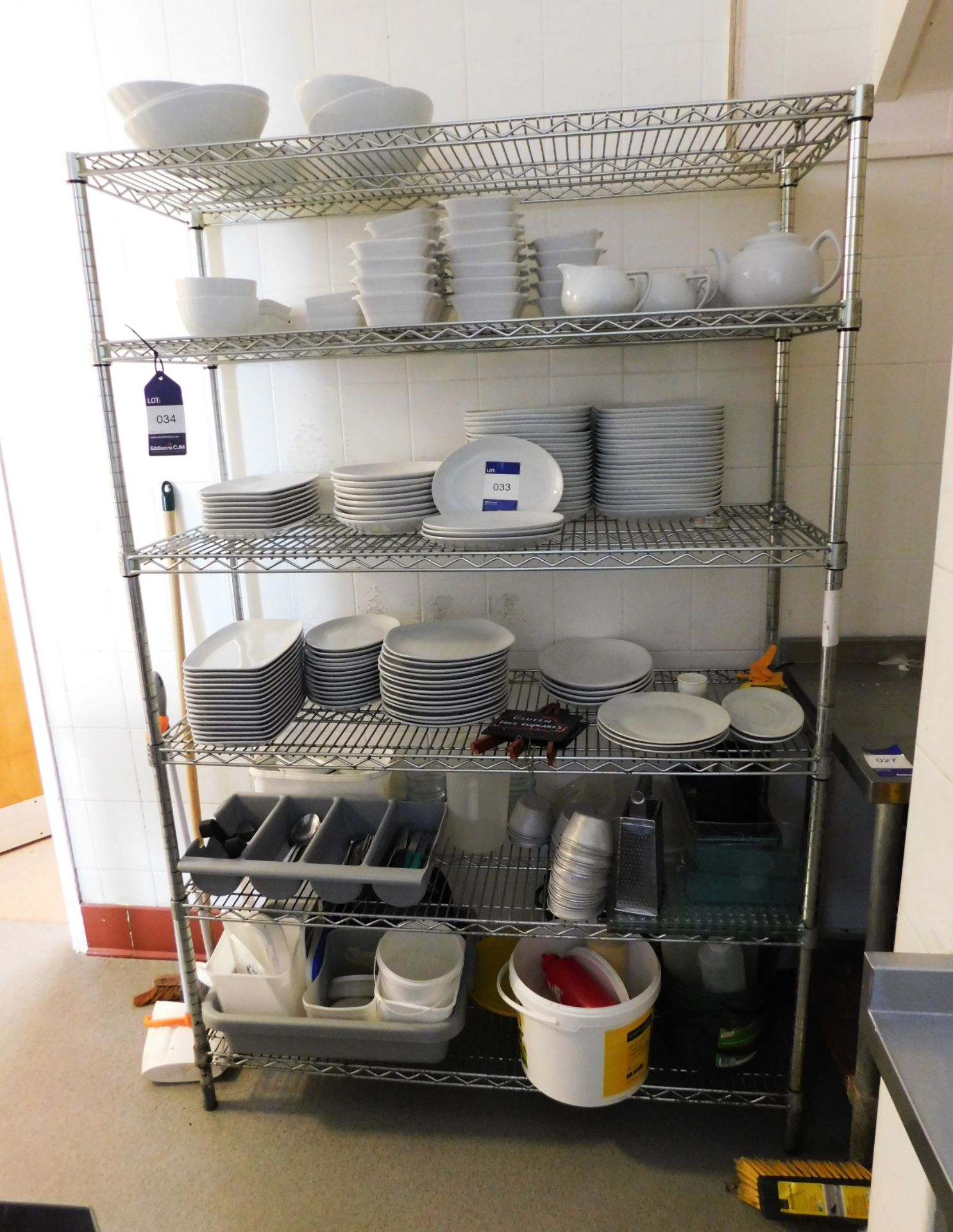 Quantity of Crockery, Cuttlery, Tupawear to Shelving Unit