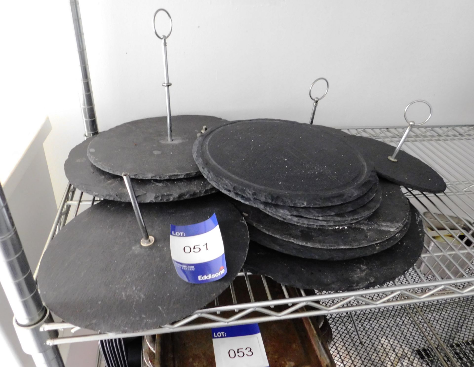 Assorted Round Slate Serving Plates with Tiered Mounts