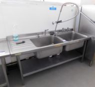 Stainless Steel Two Tier Bench with Twin Deep Well