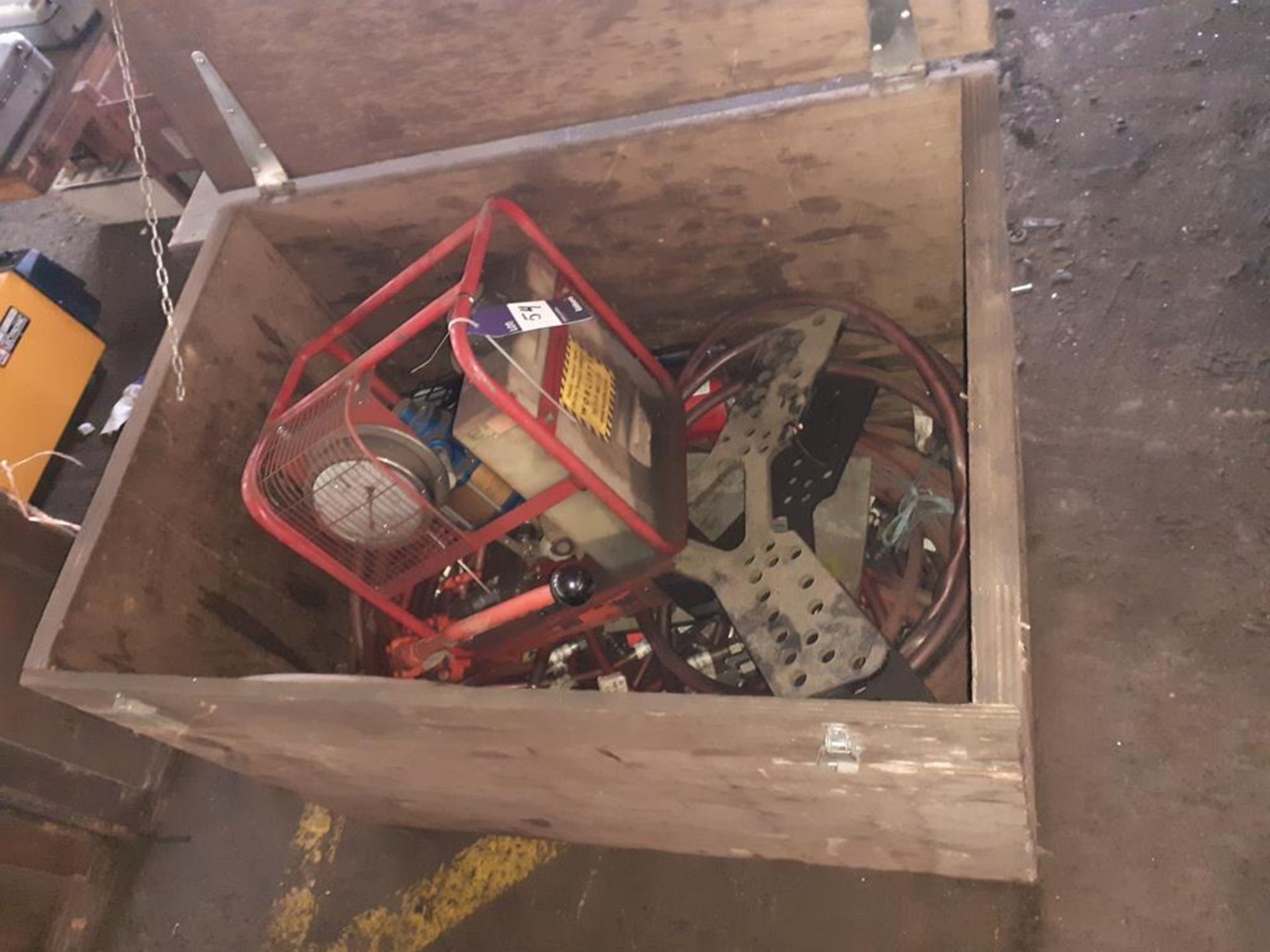 Crate to Contain 2 x Hydraulic Pumps, Pipe Bender and Qty of Hydraulic Hoses