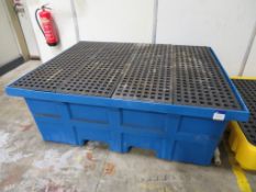3x plastic spill burds 2x approx dims: 1400mm x 1300 x 30 and 1 approx dims: 1750mm x 1400 x 650