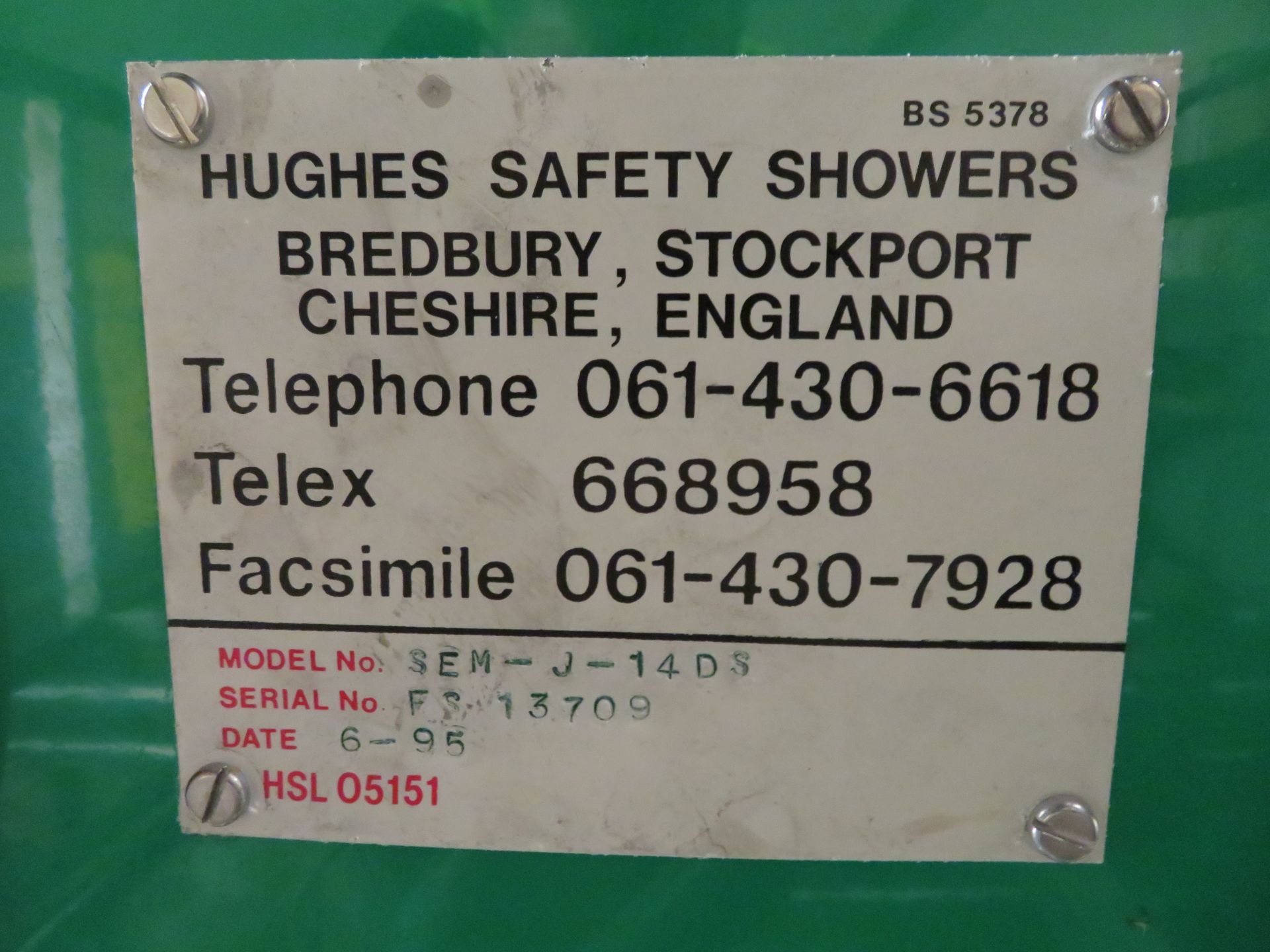Hughes manual safety shower with Emergency Eye was - Image 5 of 7