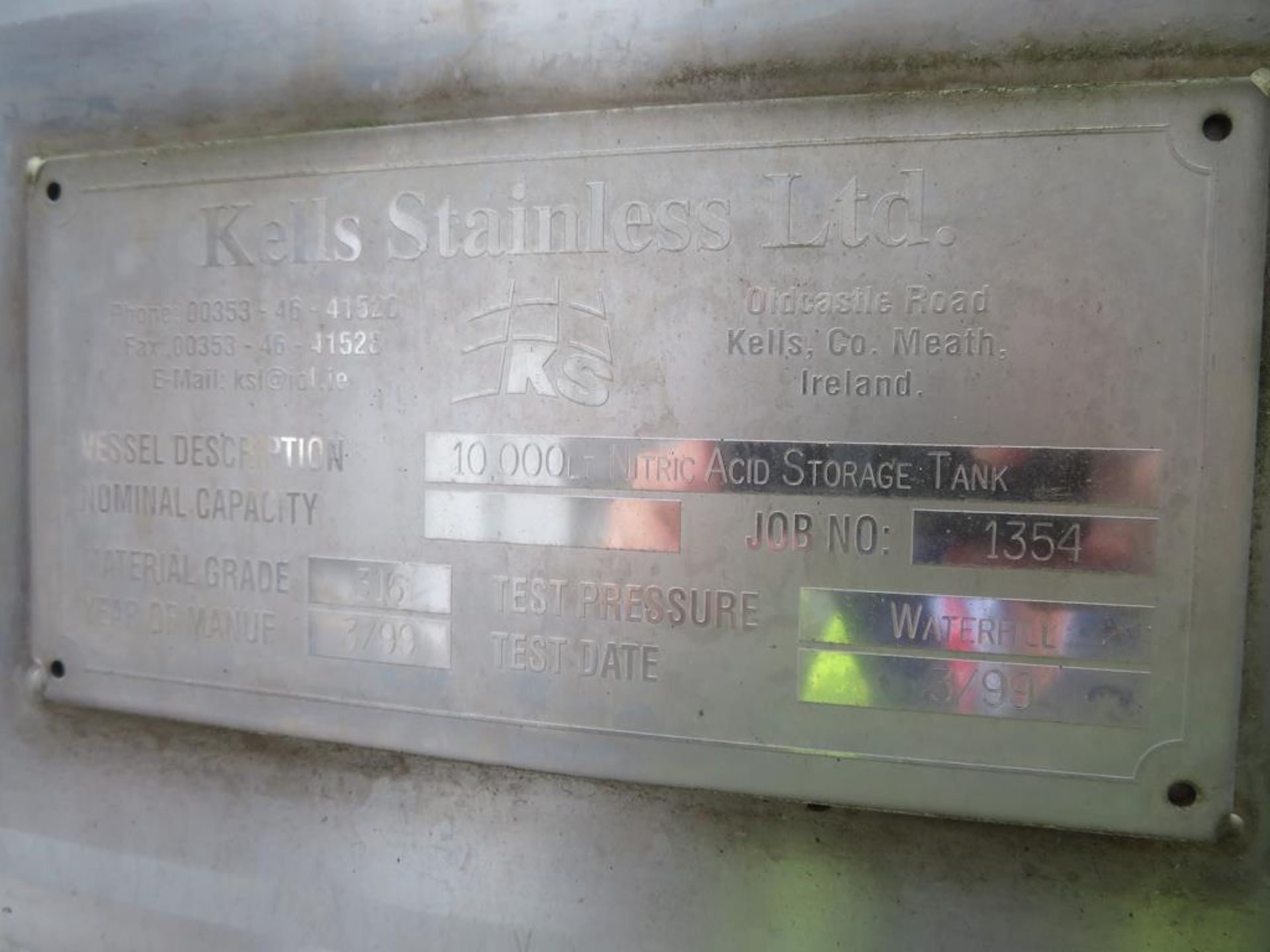 1999 Kells stainless steel 10,000 litre nitric aci - Image 5 of 5