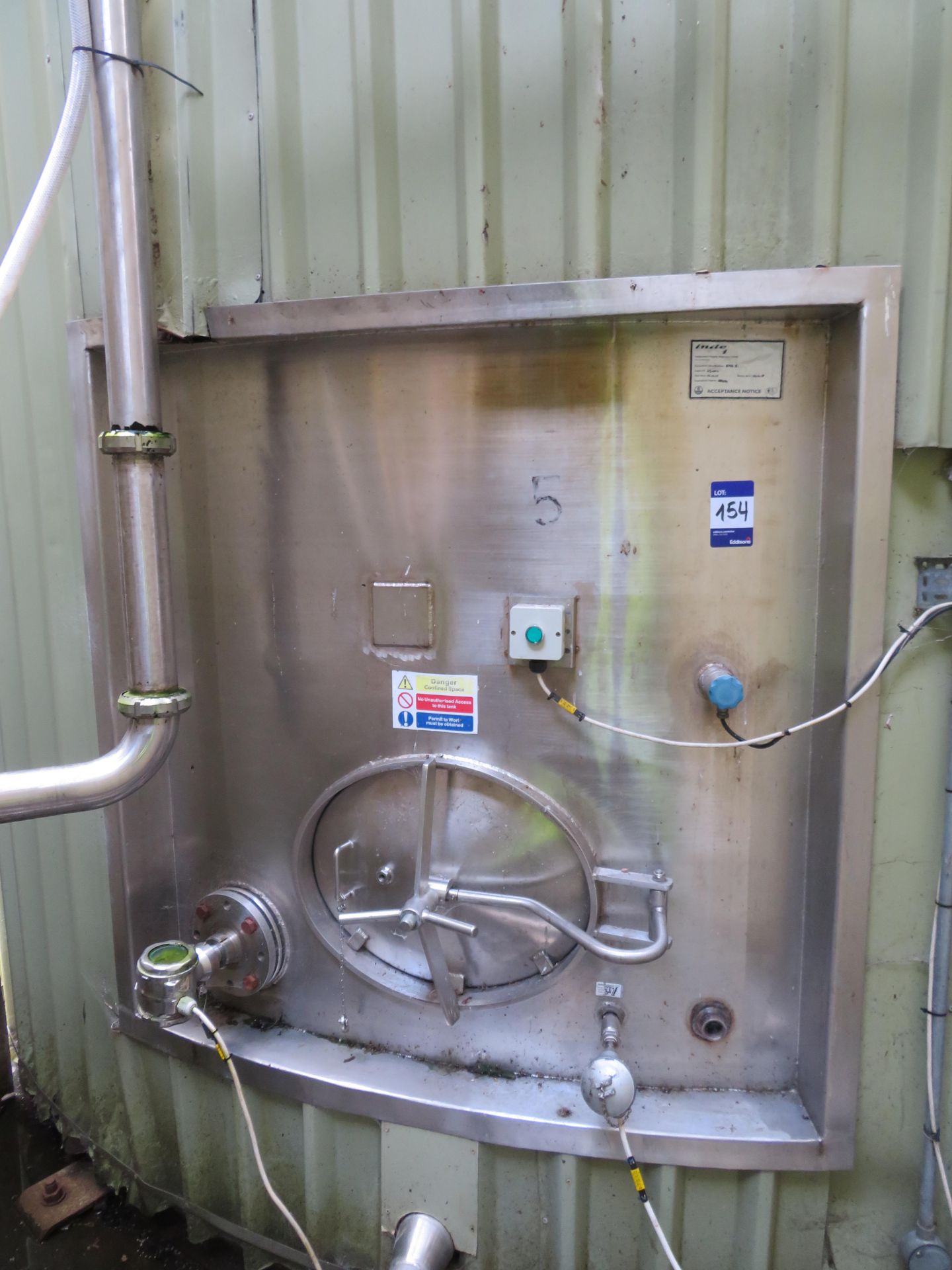 Bulk Milk Silo. 165,000 ltr SS with bottom agitati - Image 2 of 2