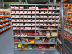 Metal small goods storage unit/ shelving including the contents (large QTY of various bolts, nuts, w