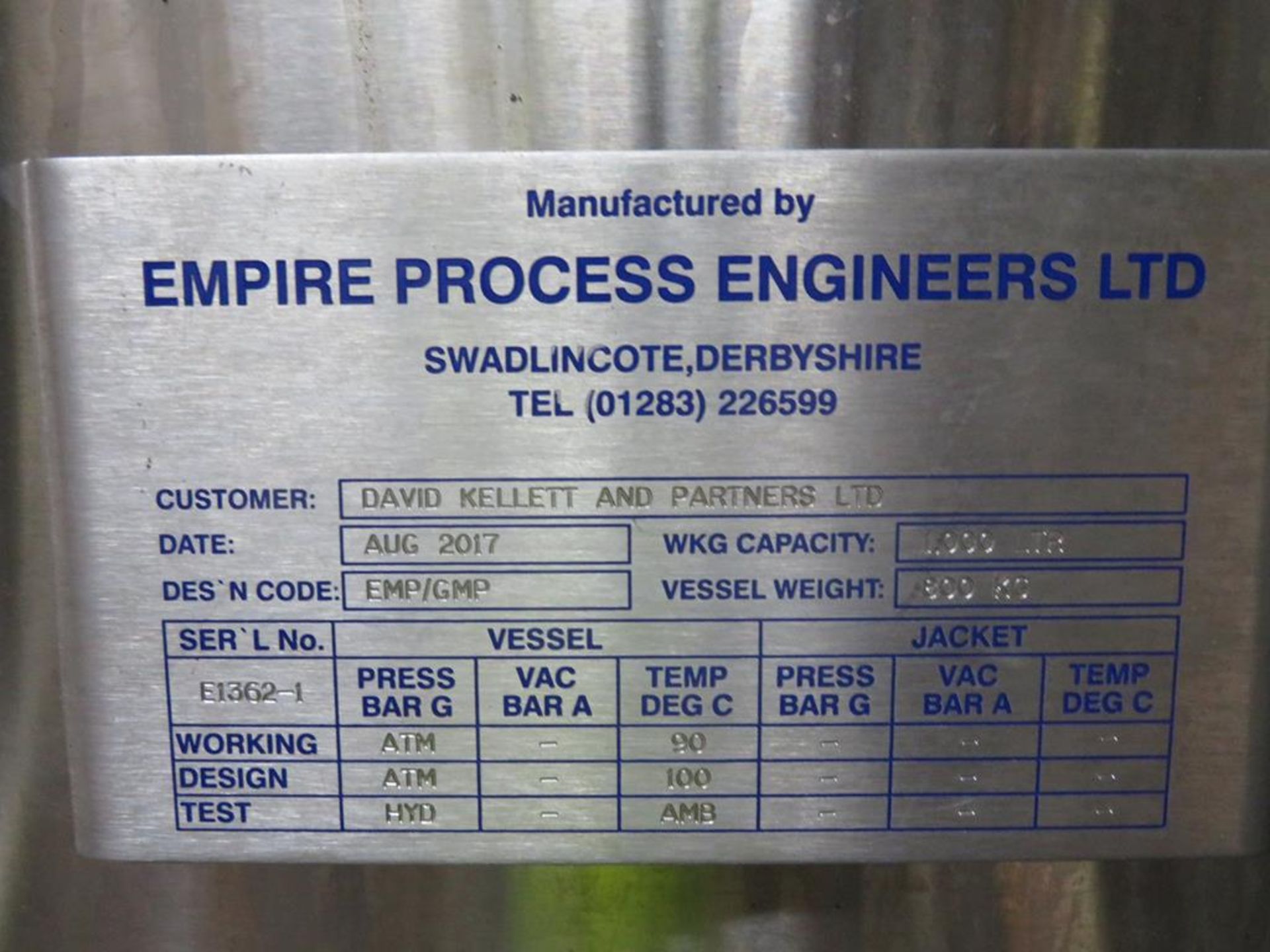 4 x pumps, 1000 litre process tank, valves and pip - Image 2 of 11