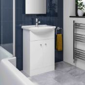 New & Boxed 550mm Quartz Basin Sink Vanity Unit Floor Standing White.Rrp £349.99 Each.Comes Complete