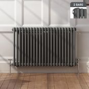 New & Boxed 600x1008mm Anthracite Double Panel Horizontal Colosseum Traditional Radiator. Rrp £549.