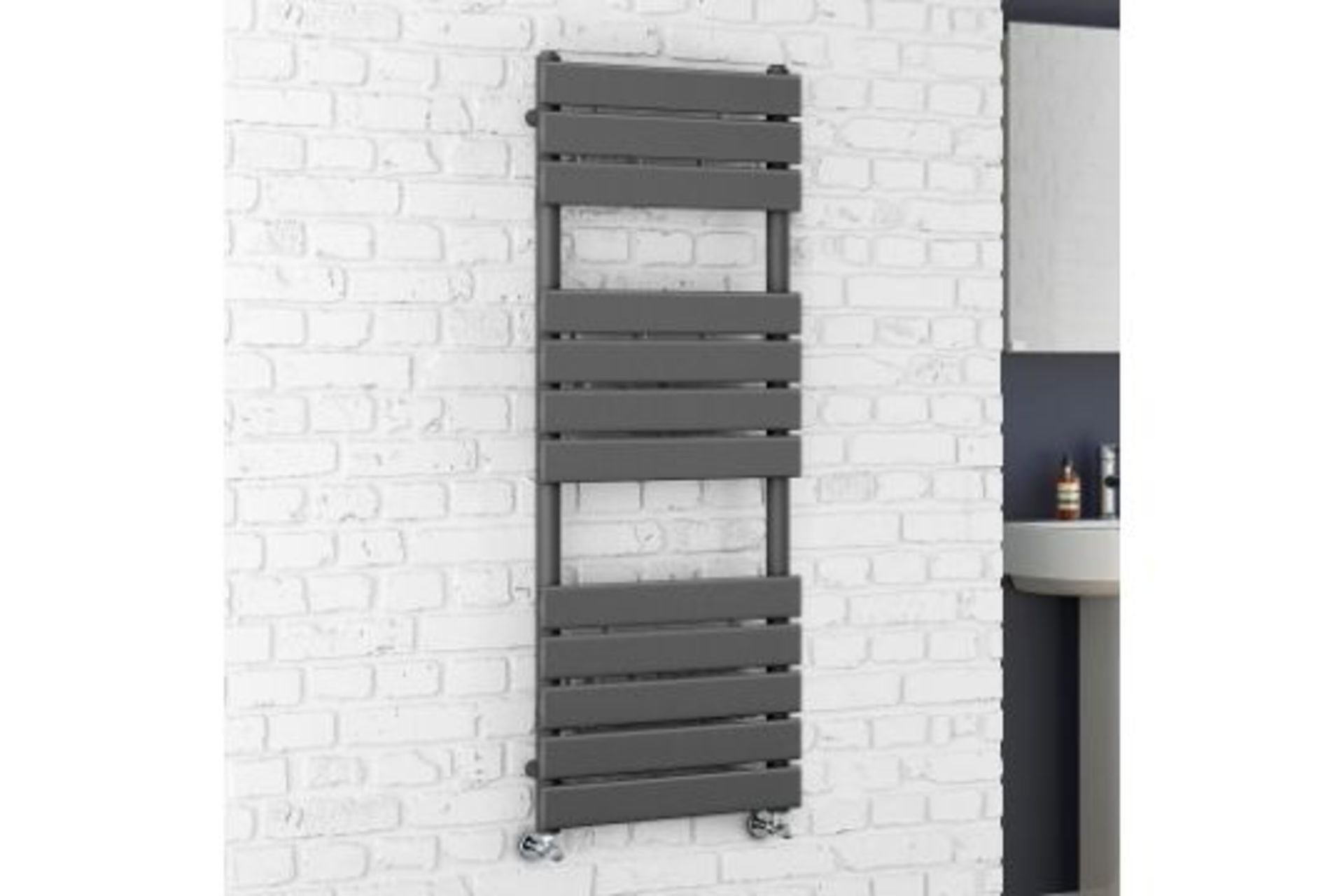 NEW & BOXED 1600x450 Anthracite Flat Panel Heated Towel Rail Bathroom Radiator. RRP £549.99.